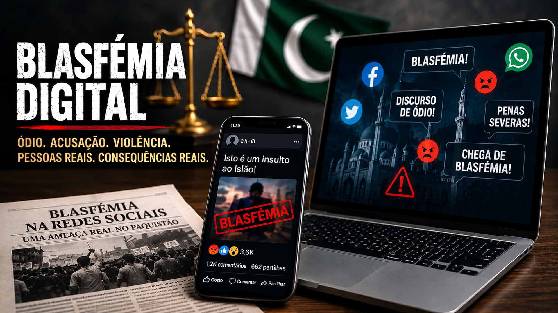 Telemóvel com provas digitais num caso de blasfémia no Paquistão – imagem ilustrativa